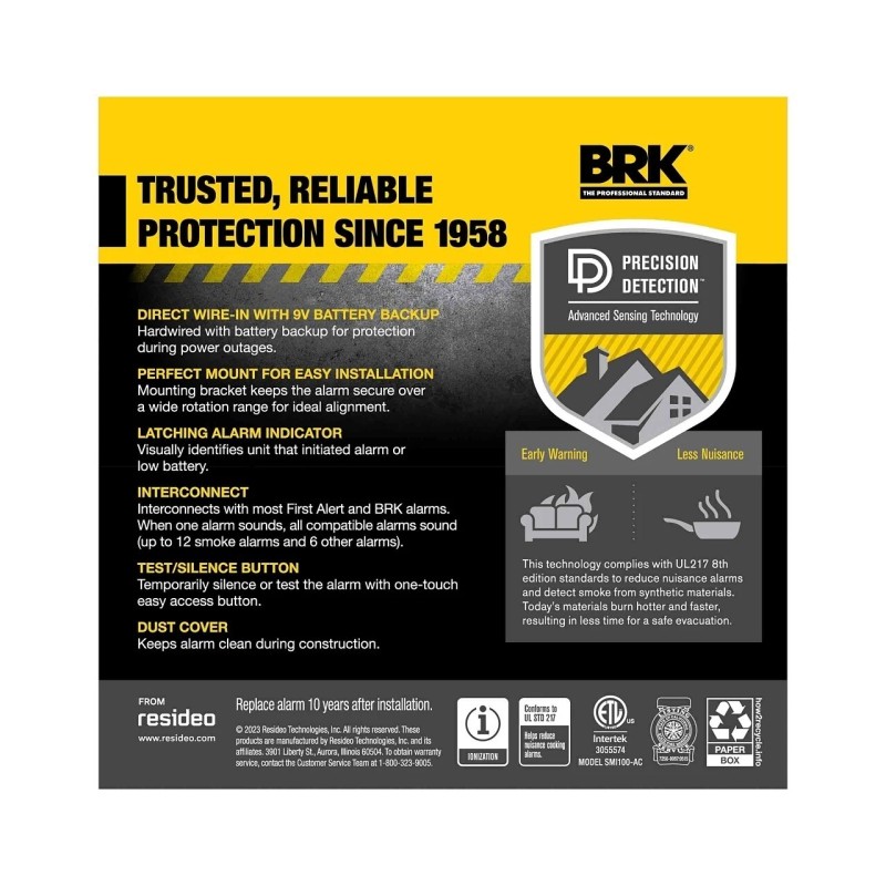 First Alert SMI100-AC Hardwire Interconnect Smoke Alarm w/ Battery Backup