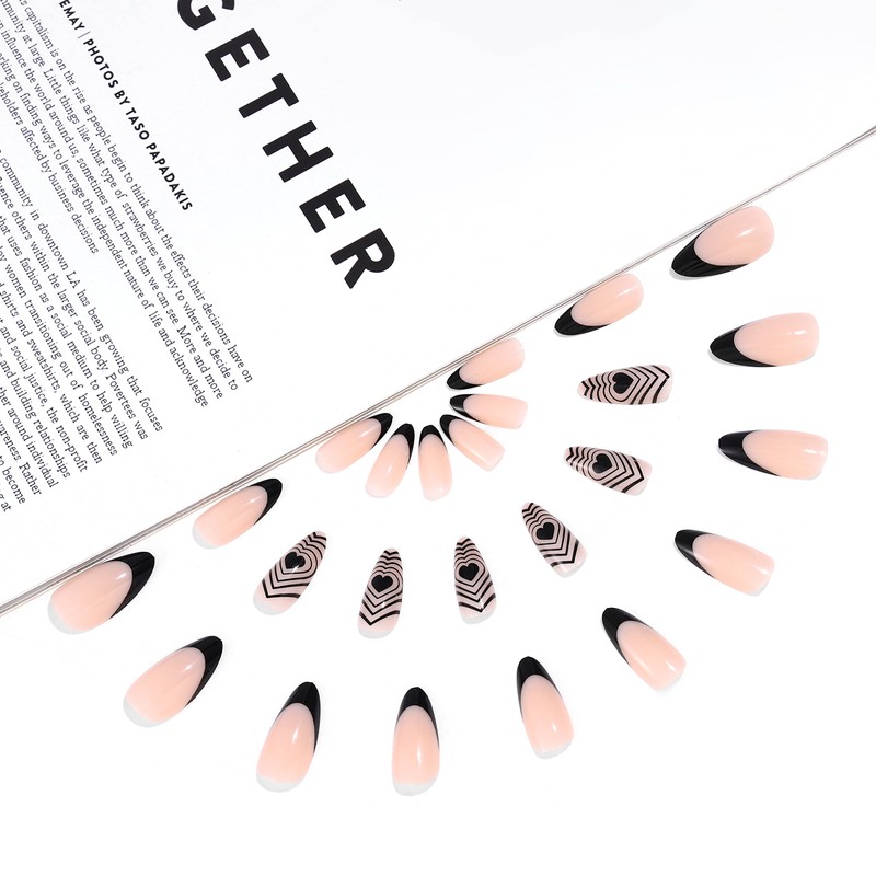 Sethexy Abstract Stiletto False Nails Nude Pink Nails Stick On