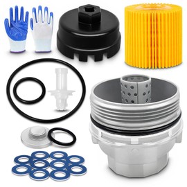 LOBIUTIYA Oil Change Kit: 04152-YZZA1 Oil Filter+15620-31060 Filter Housing Cap+15643-31050 Cap Plug+oil filter Wrench+Crush Washer+90430-12031 Aluminum Oil Drain Plug Gaskets (10Pcs) For Toyota
