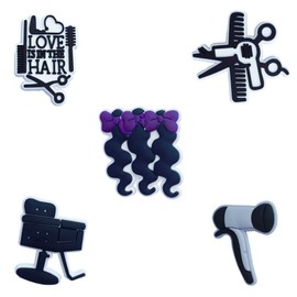 TCHARIRY Hair Salon Shoe Charms - Hairdresser-Themed Decoration Charms Gift for Boys Kids Teens and Adults - Set of 5 (C1)