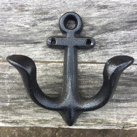 Facaler Nautical Anchor Design Wall Hooks Vintage Rustic Cast Iron Coat Hooks Rack Decorative Wall Mounted Antique Hanger (3 Pack)