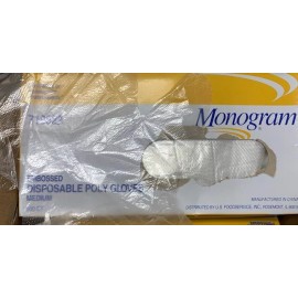 Monogram (500 pc) Monogram Embossed Poly Gloves Food Grade MEDIUM Disposable