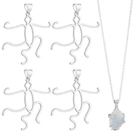 WADORN 4Pcs 5 Claws Prong Pendant Setting, Adjustable Brass Hollow Pendant Blank Irregular Base Cabochon Setting Crystal Stone Necklace Holder Charms 1.3x1.3inch for DIY Jewelry Making, Platinum