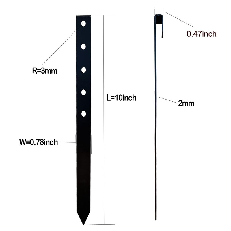 24Pcs Metal Garden Landscape Edging Stakes Black,10in anchoring Stakes Landscape