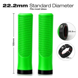 Adiwo Non-Slip Handlebar Grips, 1 Pair Professional Bike Handlebar Grips, Adult Mountain Bike Grips with Soft Anti-Slip Rubber, Comes with 1 Allen Wrench, Suitable for Most Bicycles,Green