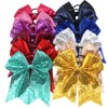 Xansema 6.5 Inches Sequins Hair Bows Elastic Hair Tie Ribbon