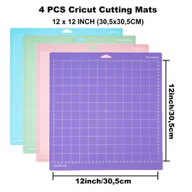 LCOUACEO Cutting Mat 12 x 12 Inch Cutting Mat for Cricut Maker 3/Explore 3/Air 2/Air One, 4 Pieces 30.5 x 30.5 cm, 4 Different Grip Types, Non-Slip for Sewing, Quilting and Crafts