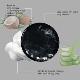 Cleaning Soap Natürliche Vulkanische Schlamm Seifenstange, Schwarze Seifenstange mit Bubbelnetz, Tiefenreiniger für Poren Körperseifenstange für Männer und Frauen Gesichts- und Körperwäsche