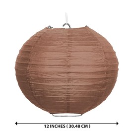 WIRESTER 5 Pack Lanterns (12 Inch) Tissue Paper Decorations for Wedding, Party, Birthday, Baby Shower - Dark Brown