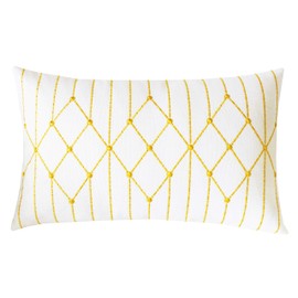 SLOW COW Cotton Linen Embroidery Rectangular Pillow Cover Pillowcase Decorative Lumbar Throw Pillow Cover for Couch Sofa 12 x 20 Inches Yellow Gold