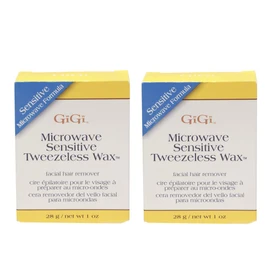 GiGi Sensitive Tweezeless Microwave Facial Hair Removal Wax, 1 oz x 2 pack