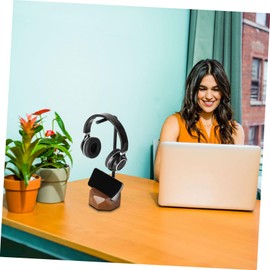 jojofuny Solid Wood Headphone Rack Simple Headset Display Holder for Desk Walnut Stand for Headphones Gaming Headset and Accessories Stable Design Great Bearing Capacity