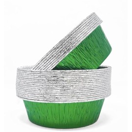 Bakery Direct 50 Round Aluminium Foil Pie Dishes in 5 Colours! (Green/Silver)