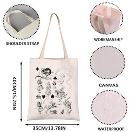 VAMSII Alice Wonderland Tote Bag Cheshire Cat Gift Alice Inspired Shoulder Bag Alice Fans Merch (Alice Wond tote)