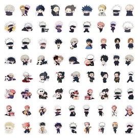 63PCS JJK Stickers, Cute Gojo Stickers, Anime Satoru Yuji Megumi Sukuna Japan Cartoon Decals, Waterproof Vinyl Sticker for Laptop, Water Bottles, Computer, Cool Sticker for Fans, Adults, Teens, Kids