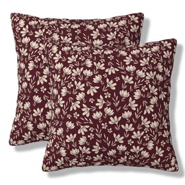 JOVITRA Burgundy Floral Throw Pillow Covers Vintage Rustic Old Style Square Pillow Cases 18x18 Inch Set of 2 Small Flowers Print Cushion Cover Decorative Pillowcase for Living Room Sofa Bed