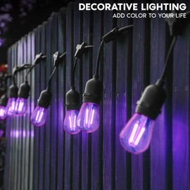 LUXRITE S14 Edison LED Purple Light Bulbs, 0.5W, Colored LED Bulbs for Outdoor String Lights, UL Listed, E26 Base, Indoor Outdoor, Decoration, Party, Holiday, String Light Replacement Bulbs (6 Pack)