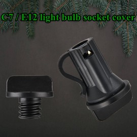 20pcs C7 Light Socket Safety Cap Plugs,C7/E12 Light Bulb Socket Cover,Cap for String Lights (Black 20)