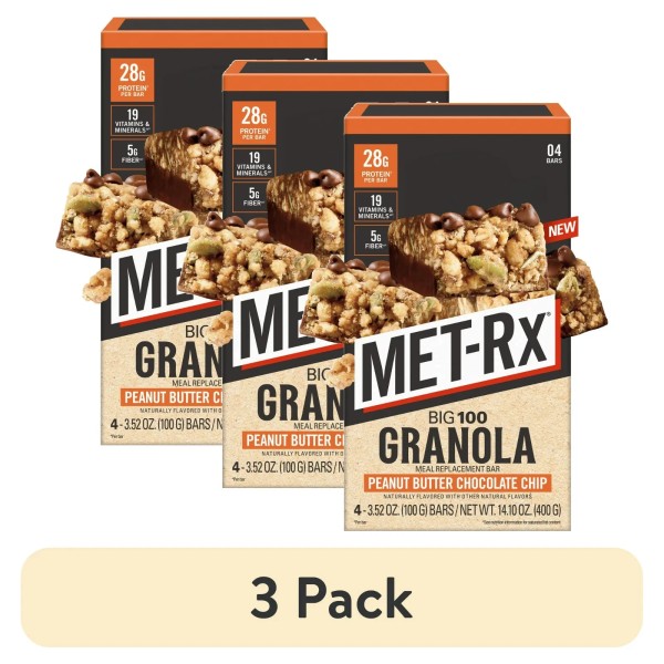 MET-Rx (3 pack) MET-Rx Big 100 Protein Bars, Granola Peanut