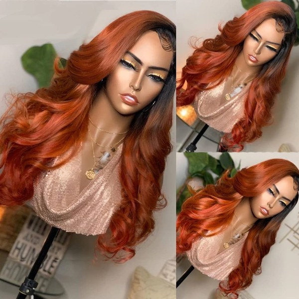 Long Romantic Bodywave Orange Ginger 13x6 Lace Front 100% Brazillian