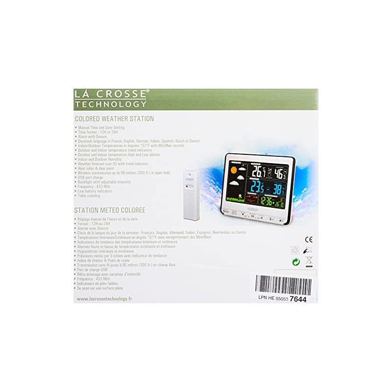 La Crosse Technology WS6826WHI-SIL Weather Station with Animated Colour Screen