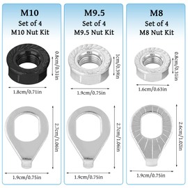 24 PCS Bike Wheel Axle Nut and Bicycle Hub Safety Washer Kit, 3 Size M8 M9.5 M10 Bicycles Hub Flanged Axle Nuts Bike Parts Carbon Steel