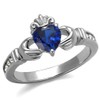 Nationalonlinediscounts Dark Blue Sapphire Heart CZ Stainless Steel Claddagh Irish