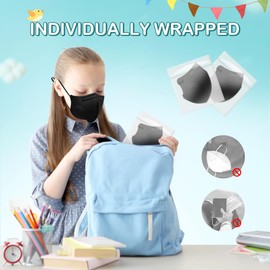 X-AOKOS Kids KN95 Face Masks 20 Pack, Disposable Protective Masks with Adjustable Ear Loops and Nose Sponge Pad, Black