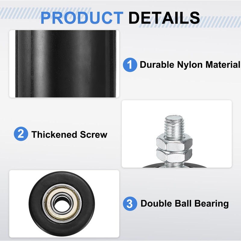 uxcell 4Pcs Slide Gate Guide Roller, 1.7" Nylon Rollers Gate