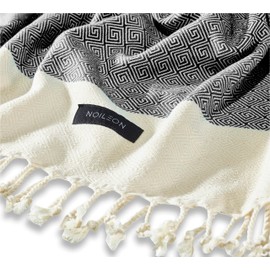 Noileon Sauna Towel, Hammam Towel, Beach Towel, Bath Towel, Shower Towel, Spa Yoga Sauna Towel, Women and Men, Peshtemal, 100% Turkish Cotton, 100 x 180 cm, Black