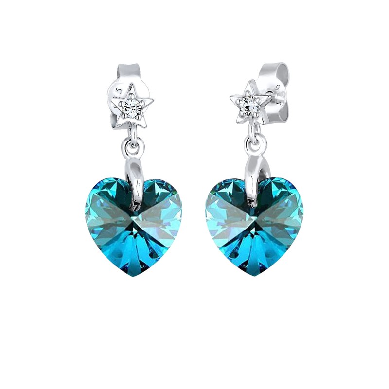 Elli Women's Earrings Heart Star Astro with Crystals, Facet cut,
