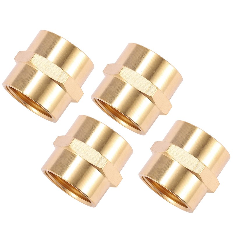 Sanpaint 2 Pack Brass Pipe Fitting, Coupling, 1" x 1"