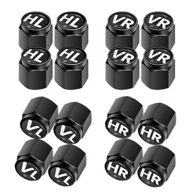 Ruayia 16 Stück Ventilkappen Auto Mit Beschriftung, Autoventil Kappe Alu Metall mit Dichtung für stabilen Reifendruck, Autoventil Kappe Ventilabdeckung Reifenventil-Kappen PKW SUV Motorrad - Schwarz