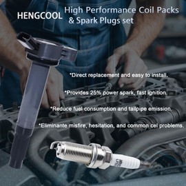 HENGCOOL Set of 4 Ignition Coil Packs & Iridium Spark Plugs UF-487 for Toyota 2.5L 2.7L 2010-2017 Camry Highlander RAV4 Sienna Venza Sequoia Tundra 4.6L 5.7L - Replace 90919-A2007 90919-A2002