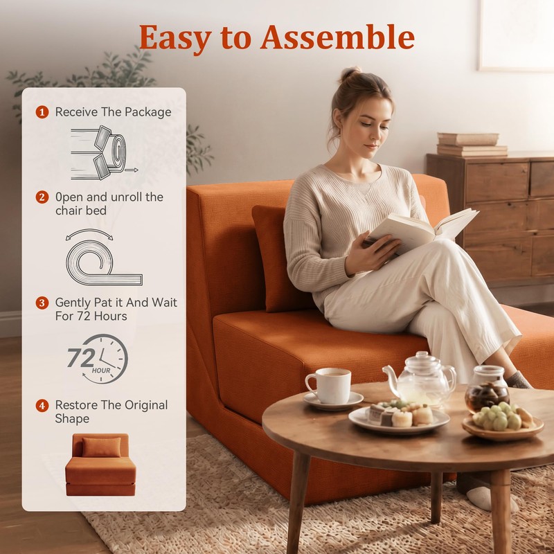 Fold Out Chair Bed, Folding Sofa Bed, 3 in 1