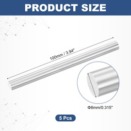 sourcing map 5Pcs Round Steel Rods, 8mm x 100mm SKD11 Steel Solid Lathe Bar Stock Tool for Shaft Gear Drill Lathes Boring Machine