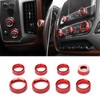 PDKLIN for Silverado Center Console Knob Cover Trim Ring Red