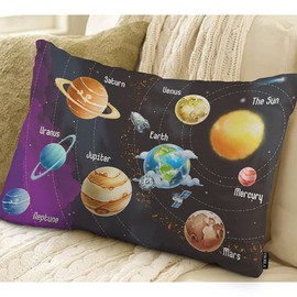 EKOBLA Solar System Planets Pillow Cover Galaxy Universe Astronomy Cosmic Farmhouse Decorative Pillow Cases Cotton Linen 12x20 Inch Cushion Cover for Sofa Couch Decoration
