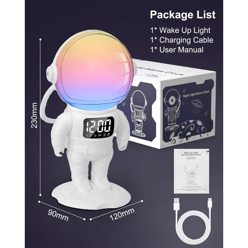 Ankilo Kids Alarm Clock with Night Light, White Noise Sound