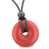 BestAmulets Amulet Lucky Coin Shaped Donut Cherry Red Quartz Charm