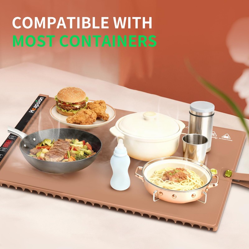 Heapsion Food Warming Mat, Electric Plate with 6 Level Temp