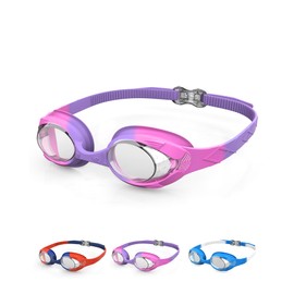 SWAUSWAUK Kids Swimming Goggles, Anti-Fog & Adjustable, Comfortable for 4-10 Years Old (Pink & Purple)