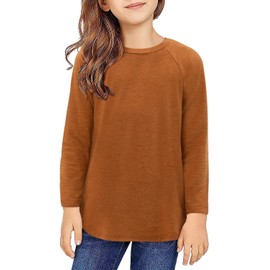 storeofbaby Long Sleeve Shirts for Girl Winter Solid Color Tops Stylish Tunic 11-12 Years