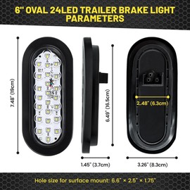 Oyviny 6 Inch Oval White LED Trailer Tail Lights with 24LEDs Super Bright Oval 6" Reverse/Backup Tail Lights with Flush Mount Grommets DOT SAE Certified for RV Truck, Bus, Trucks, 2PCS