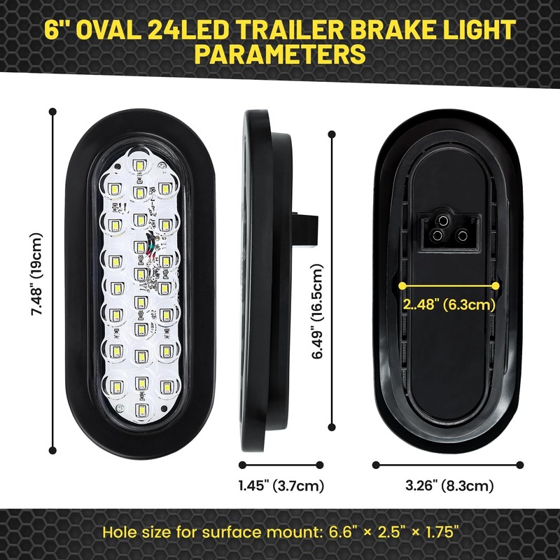 Oyviny 6 Inch Oval White LED Trailer Tail Lights with