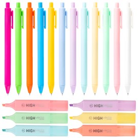 MOTIBACK 12 Pastel Pens & 6 Highlighters Set, Colorful Gel Pens with Quick-Dry Ink for Note Taking, Journaling, School & Office Supplies