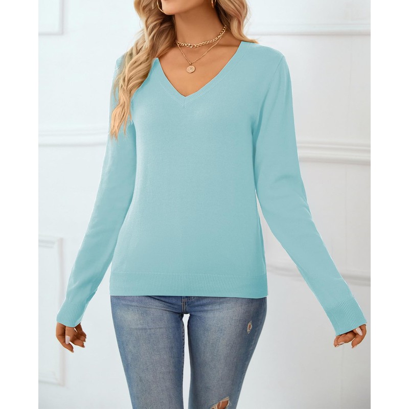 QUALFORT - Suéter de punto suave 100% algodón para mujer,