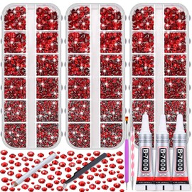 16500 Pcs Red Rhinestones with B7000 Glue for Crafting, Red Flatback Rhinestone Gems Bulk with Glue Kit for Fabric Cloths Tumbler Cups Shoes DIY Crafts