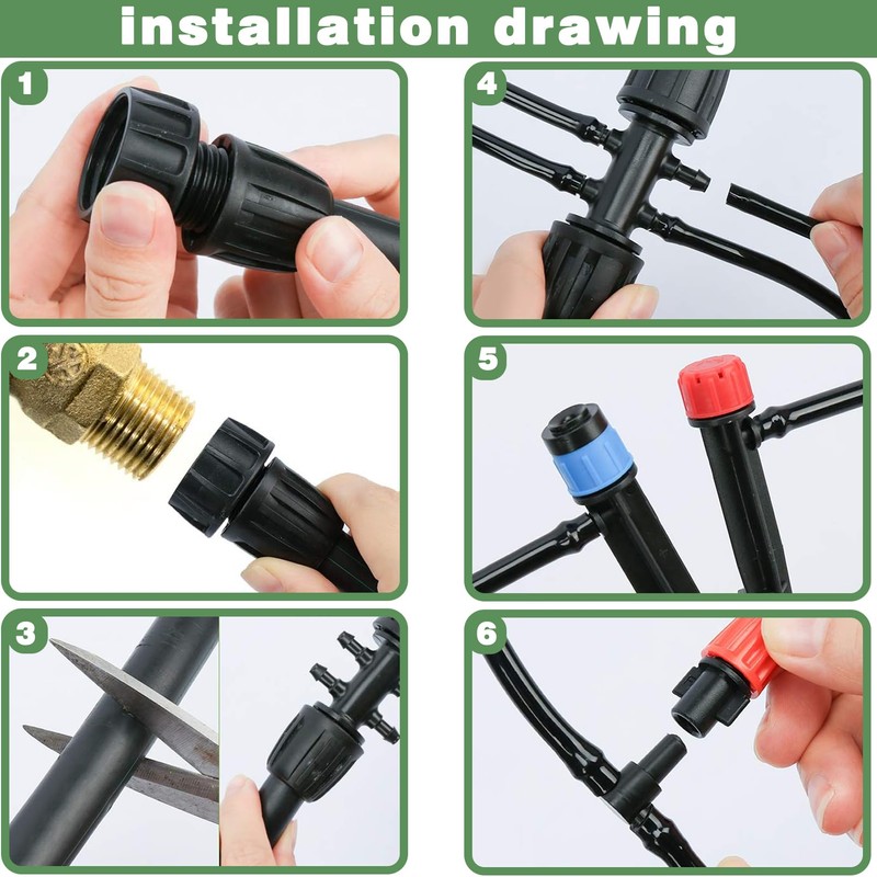 200FT+40FT Drip Irrigation System, Garden Watering System with 8/11mm Main