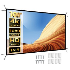 YABER 100 inch Projector Screen, Projector Screen Outdoor 16:9 Foldable Anti-Crease,4K HD Washable Portable Screen for Outdoor Indoor,Backyard,Office Double Sided Projection for Home Theater